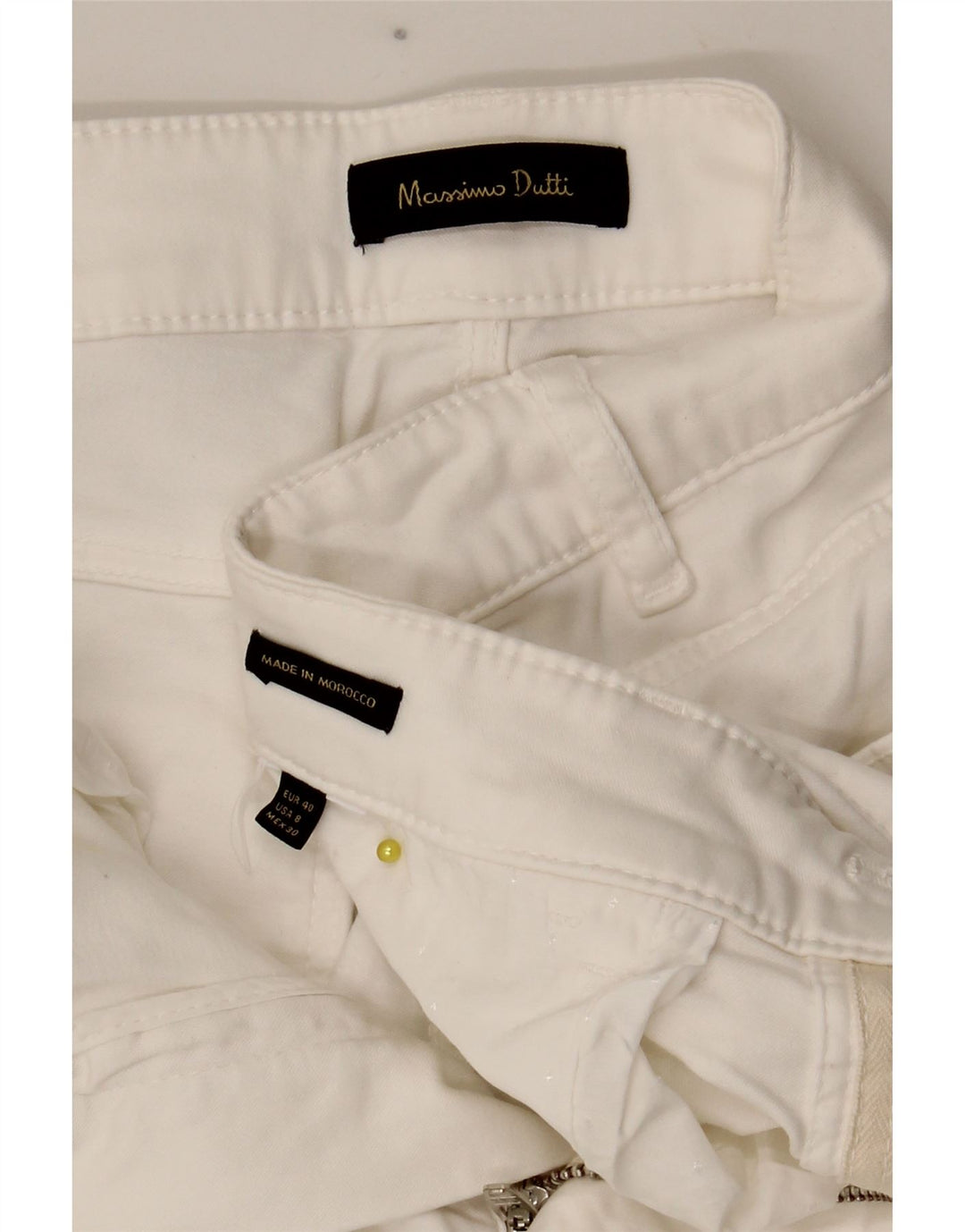 Massimo Dutti Pantalon décontracté slim pour femme EU 40 Medium W28 L28 Blanc