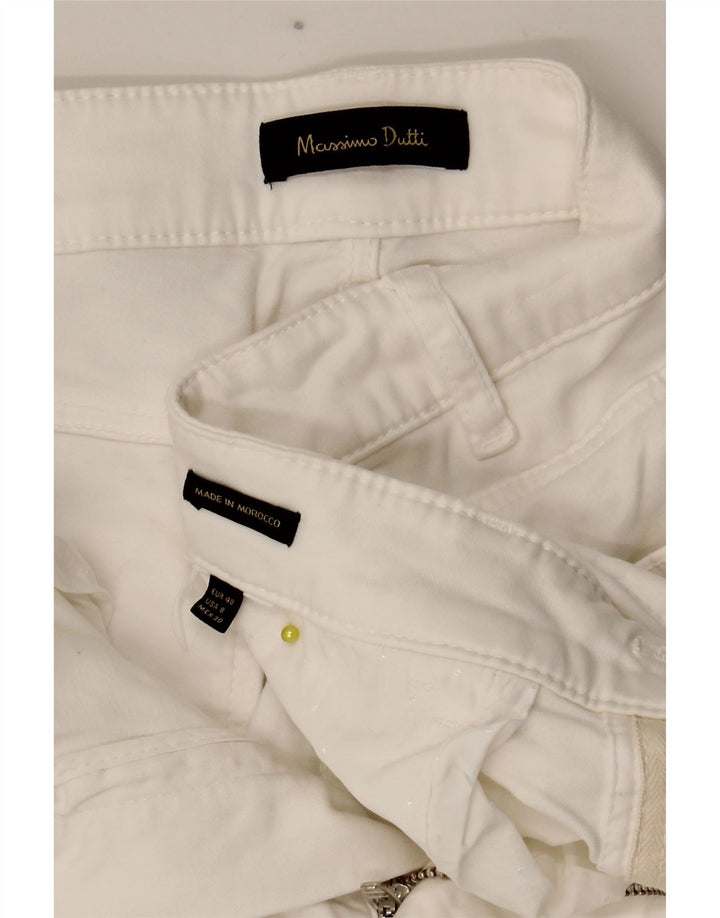 Massimo Dutti Pantalon décontracté slim pour femme EU 40 Medium W28 L28 Blanc