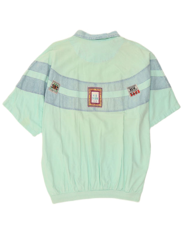 Chewan Chemise pull graphique pour homme, taille unique, turquoise, colour block