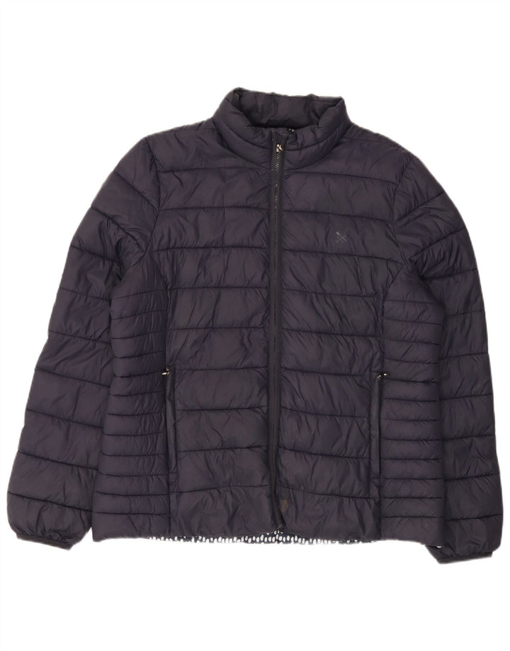 CREW CLOTHING Veste matelassée pour femme UK 16 Large Bleu Marine Nylon