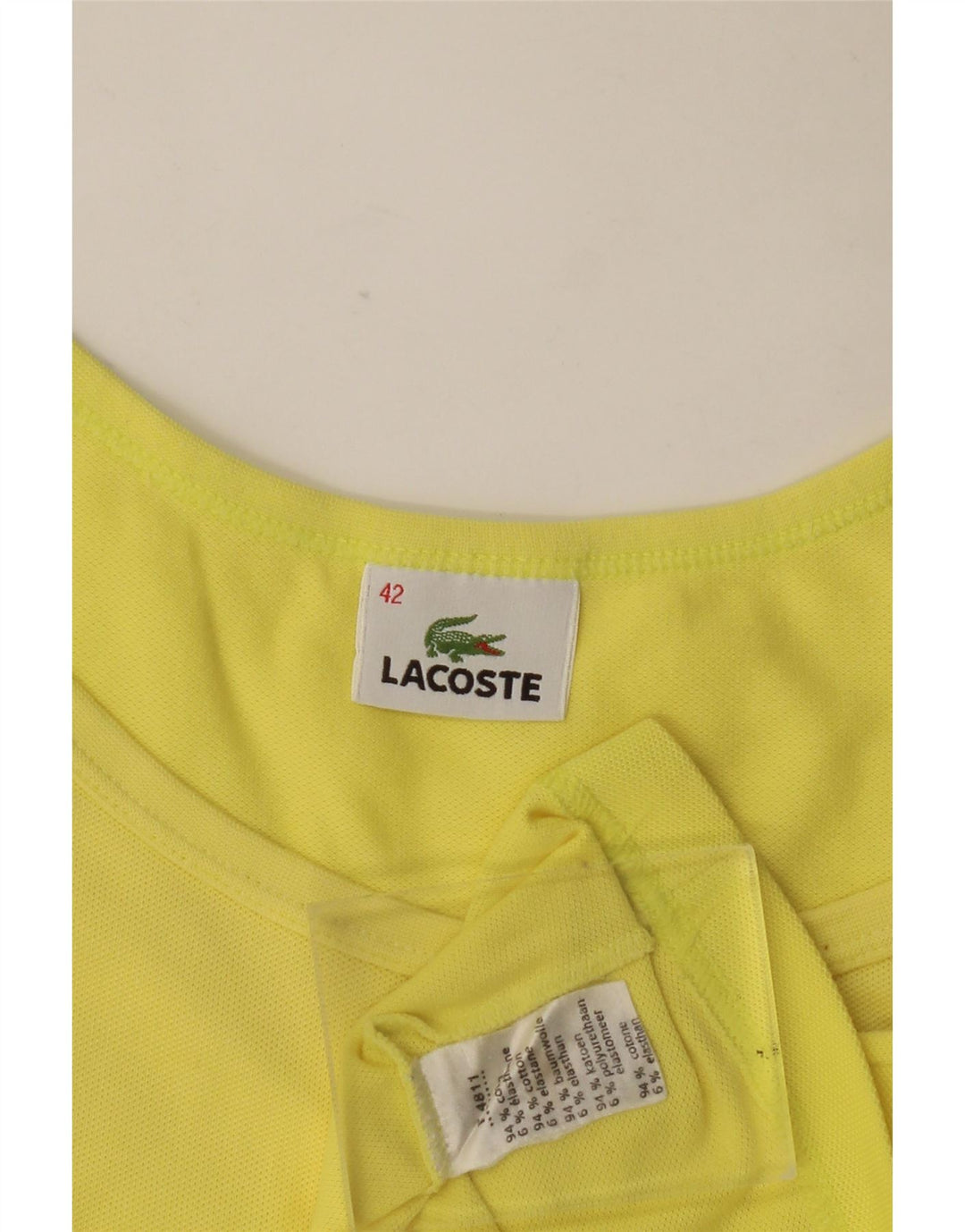 Lacoste Femme Cami Top Taille 42 Grand Coton Jaune