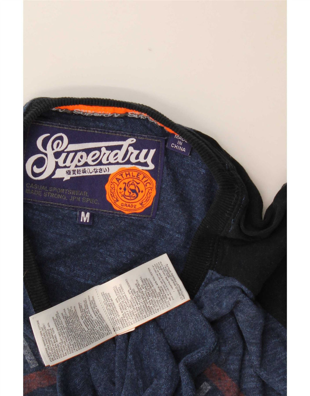 Superdry T-Shirt Graphique en Coton Colorblock Bleu Moyen Homme