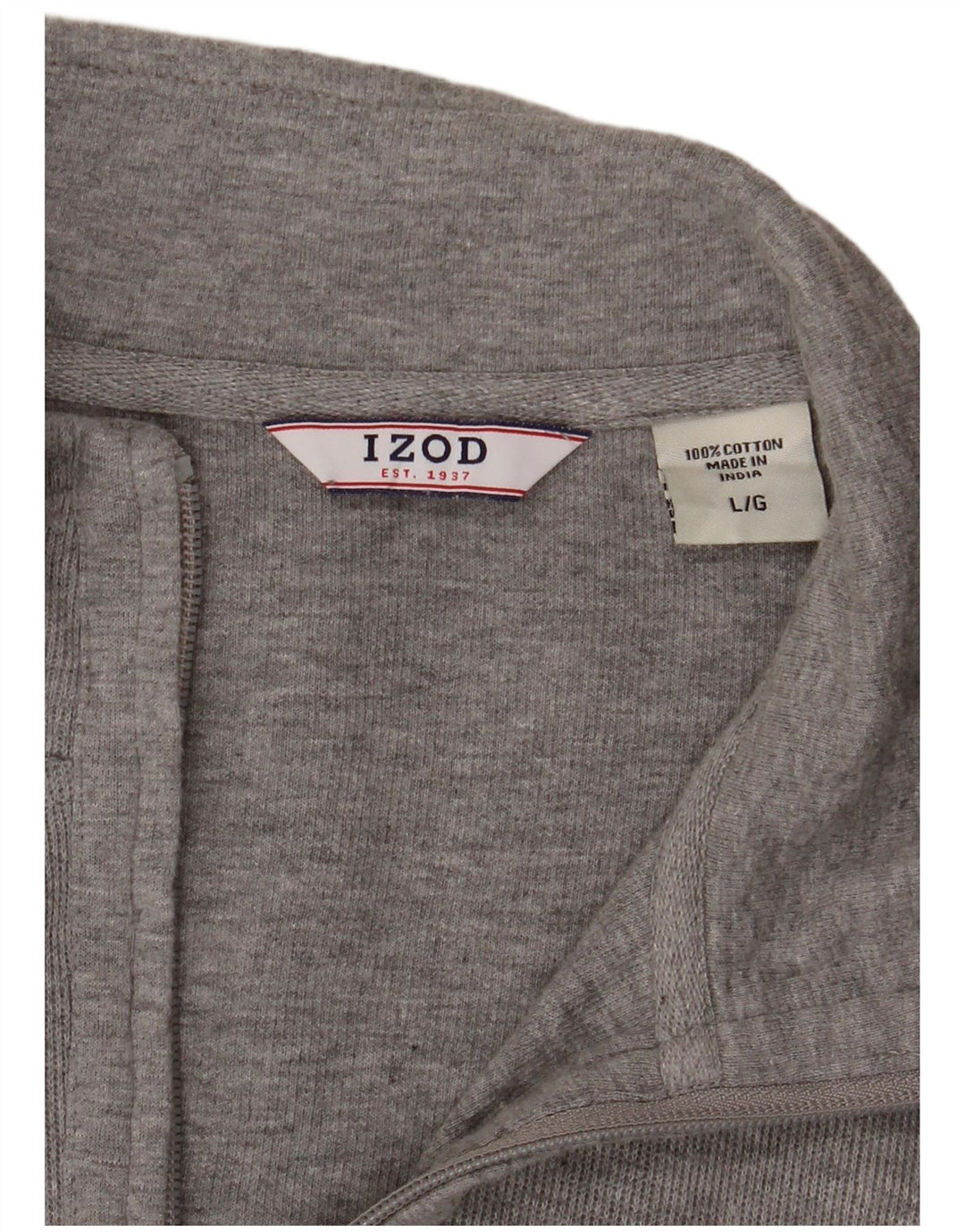 IZOD Pull col zippé homme grand gris coton