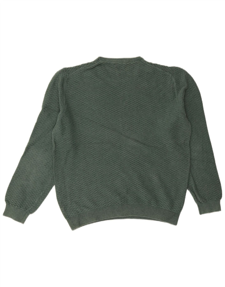 MASSIMO DUTTI Pull col rond homme 2XL vert coton