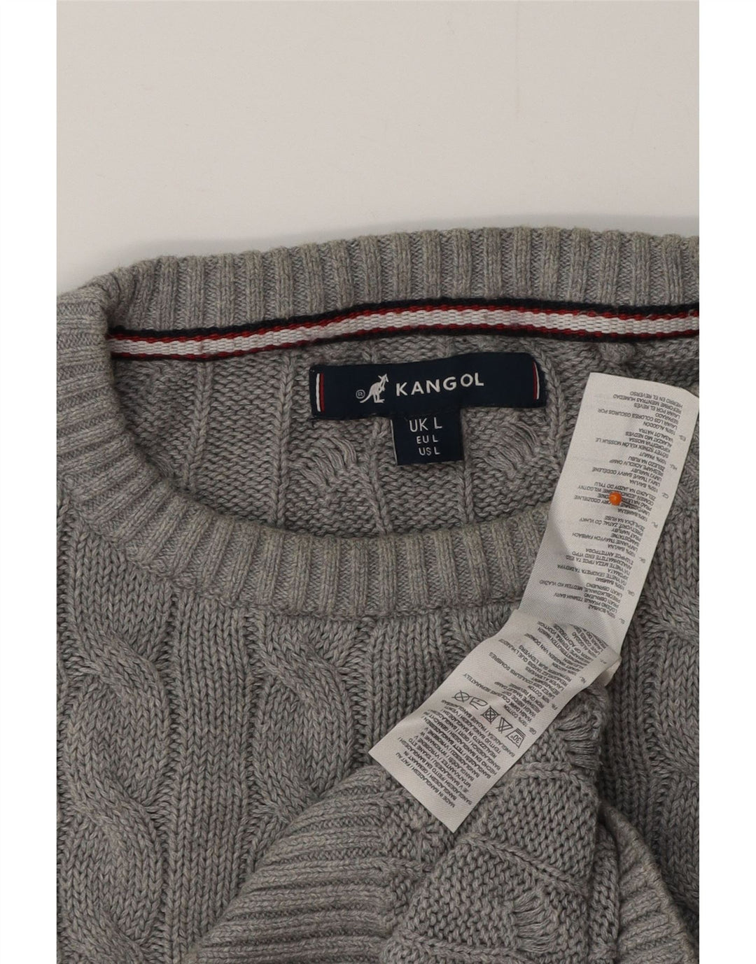 KANGOL Pull à col rond pour homme en coton gris Taille L