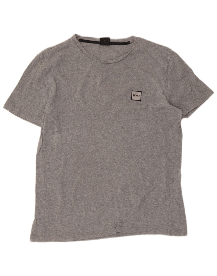Hugo Boss T-Shirt Femme Top UK 10 Petit Gris Coton