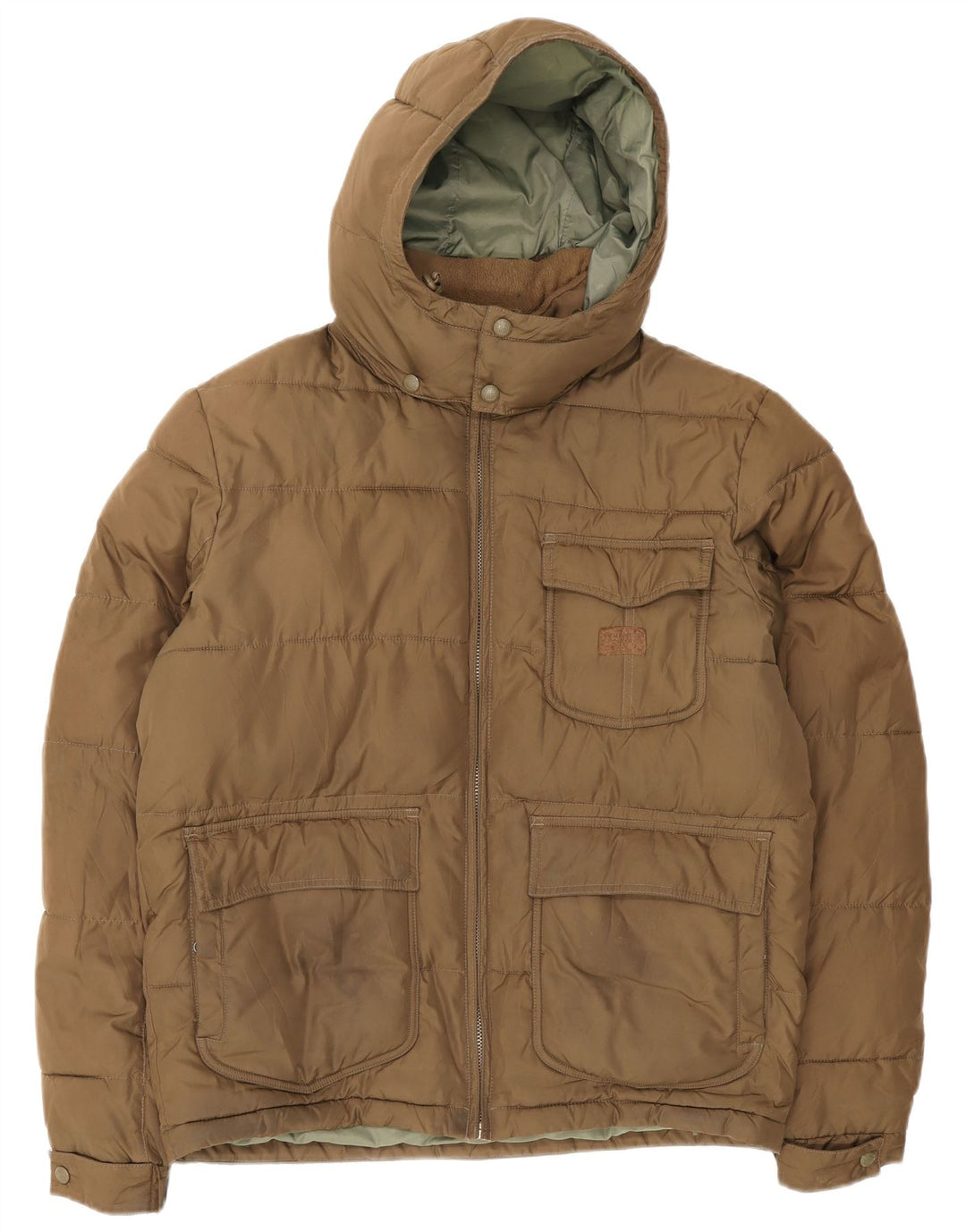 Lee Veste matelassée à capuche pour homme UK 40 Large Marron Polyester