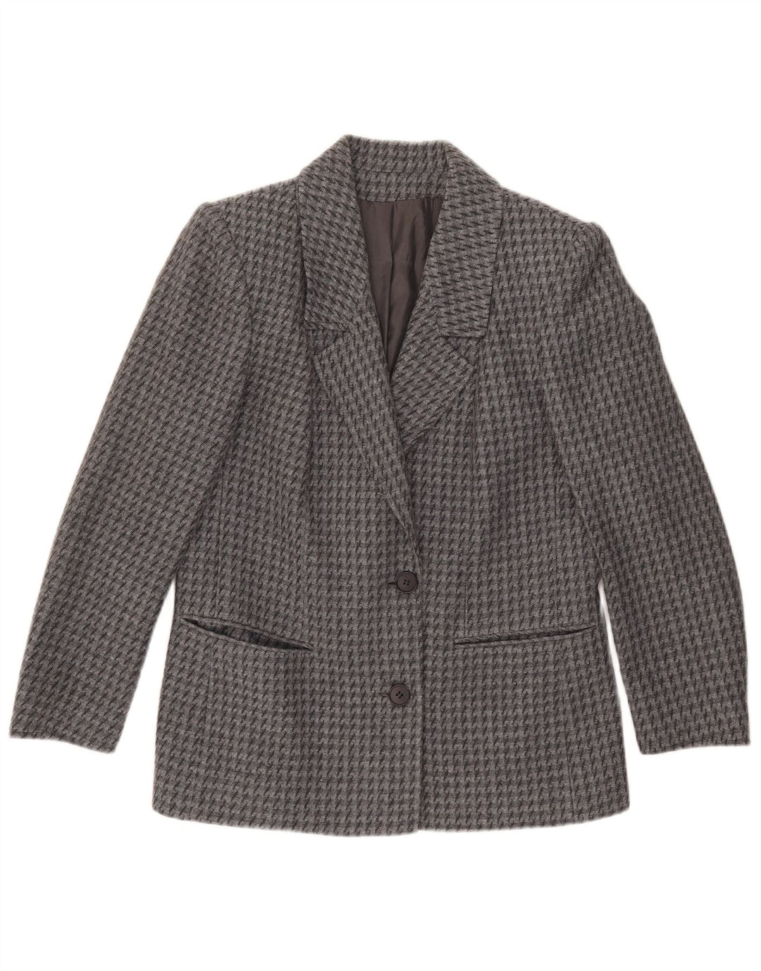 vintage Femme 2 Bouton Blazer Veste IT 43 Pied-de-poule Gris Moyen