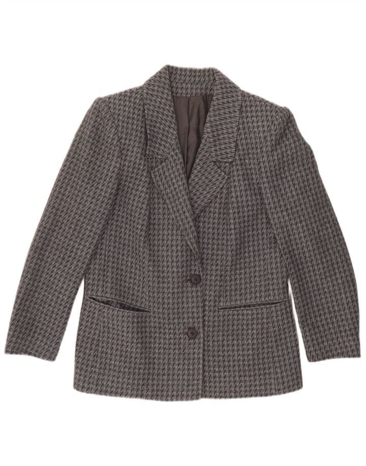 vintage Femme 2 Bouton Blazer Veste IT 43 Pied-de-poule Gris Moyen