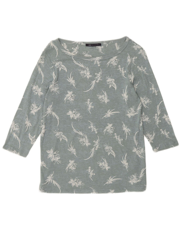 Marks & Spencer Haut à manches 3/4 pour femme UK 16 Grand coton floral bleu