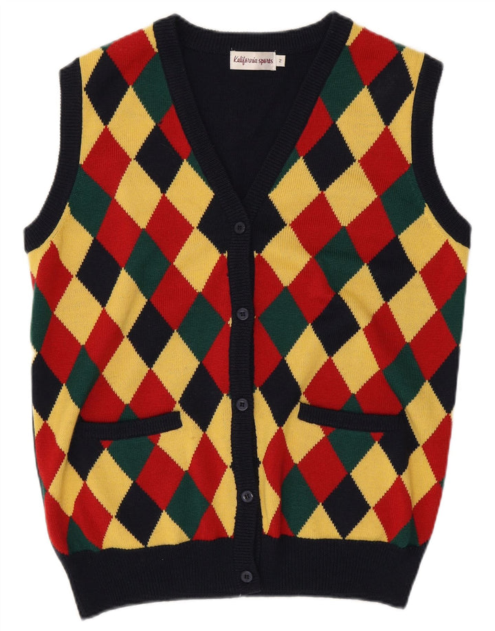 vintage Femmes Surdimensionné Cardigan Pull US 2 XS Multicolore