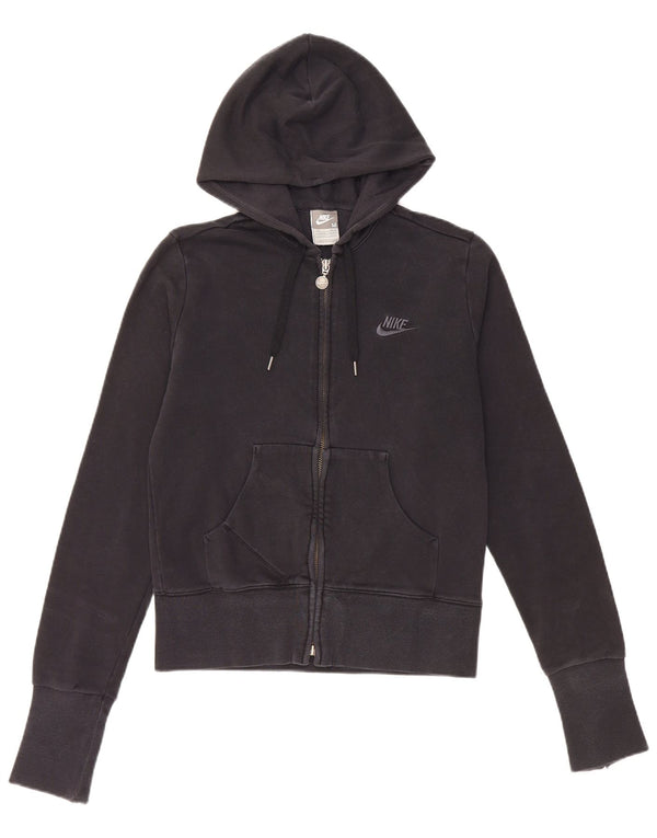 NIKE Pull à capuche zippé pour femme UK 10/12 Coton noir moyen