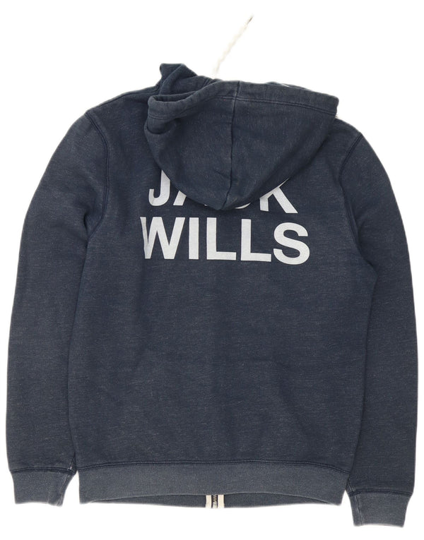Jack Wills Pull à capuche zippé graphique pour homme en coton bleu marine moyen