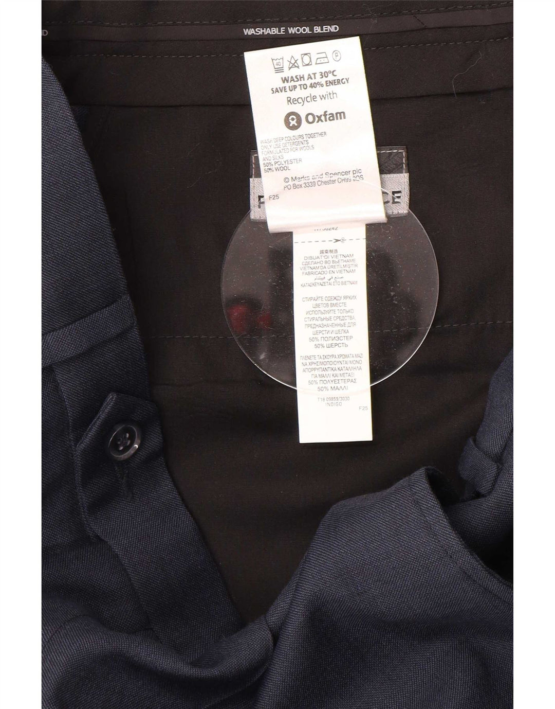 Marks & Spencer Pantalon de costume pour homme W32 L31 Bleu marine Polyester