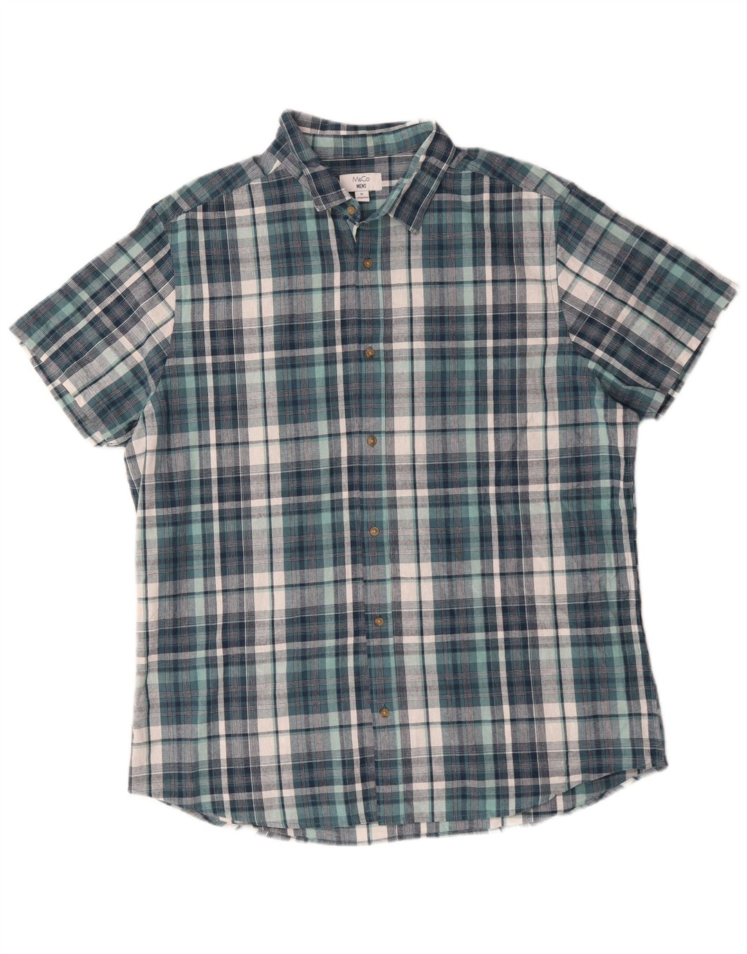 M&CO Chemise à manches courtes pour homme XL en coton à carreaux bleu