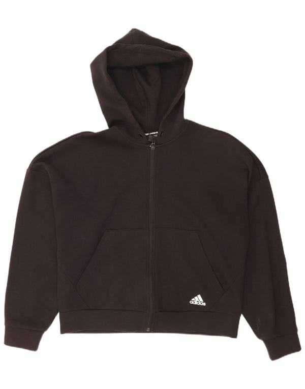 Adidas Pull à capuche zippé surdimensionné pour femme UK 12/14 Noir moyen