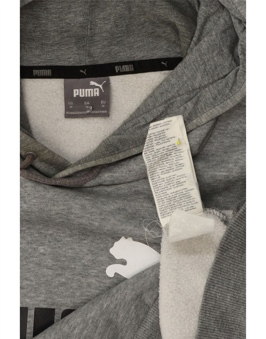 Puma Pull à Capuche Graphique Homme Gris Moyen Moucheté Coton
