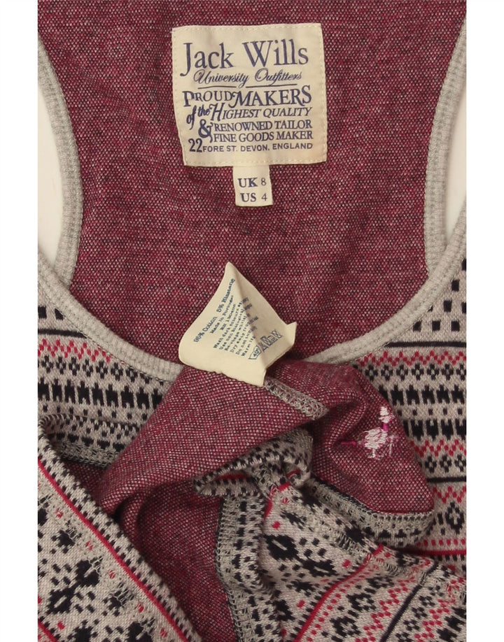 JACK WILLS Débardeur pour femme UK 8 Small Gris Fair Isle Coton