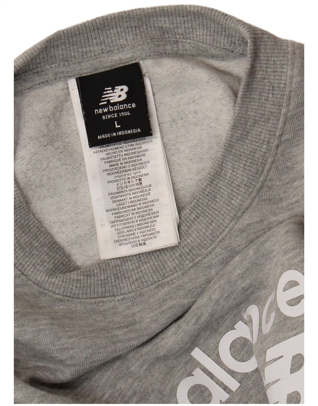 NEW BALANCE Sweat-shirt graphique pour femme UK 16 Large Gris Coton