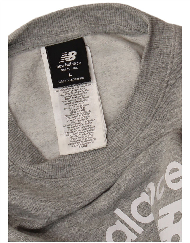 NEW BALANCE Sweat-shirt graphique pour femme UK 16 Large Gris Coton
