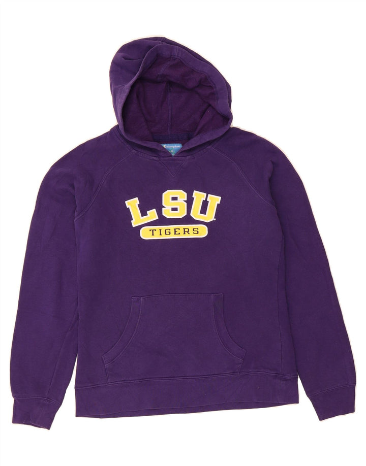 CHAMPION Womens Graphic Hoodie Jumper UK 12 Medium Purple Polyester Vintage Champion and Second-Hand Champion from Messina Hembry 