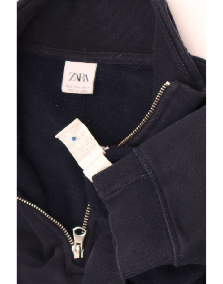 Zara Mens Zip Neck Sweatshirt Jumper Large Bleu Marine Coton