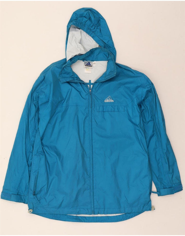 ADIDAS Mens Hooded Rain Jacket UK 34/36 Small Blue Nylon Vintage Adidas and Second-Hand Adidas from Messina Hembry 