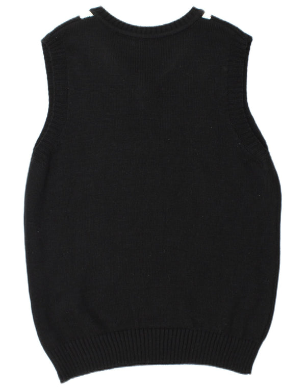 vintage Mens Vest Débardeur Grand Noir Argyle/Diamant Acrylique