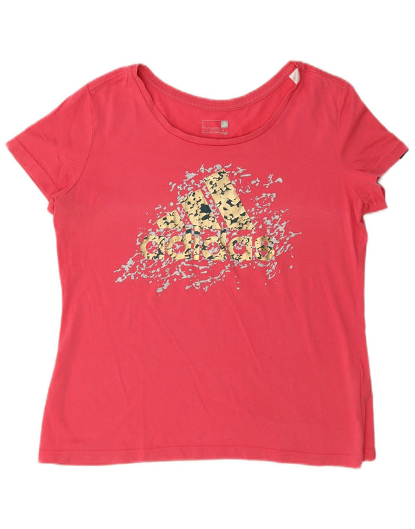 Adidas T-shirt graphique pour femme UK 16/18 Large Rose Coton