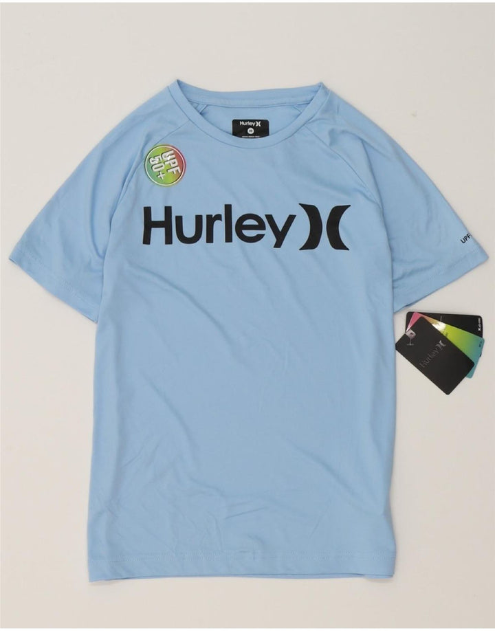 HURLEY Boys Graphic T-Shirt Top 10-11 Years Medium Blue Polyester Vintage Hurley and Second-Hand Hurley from Messina Hembry 