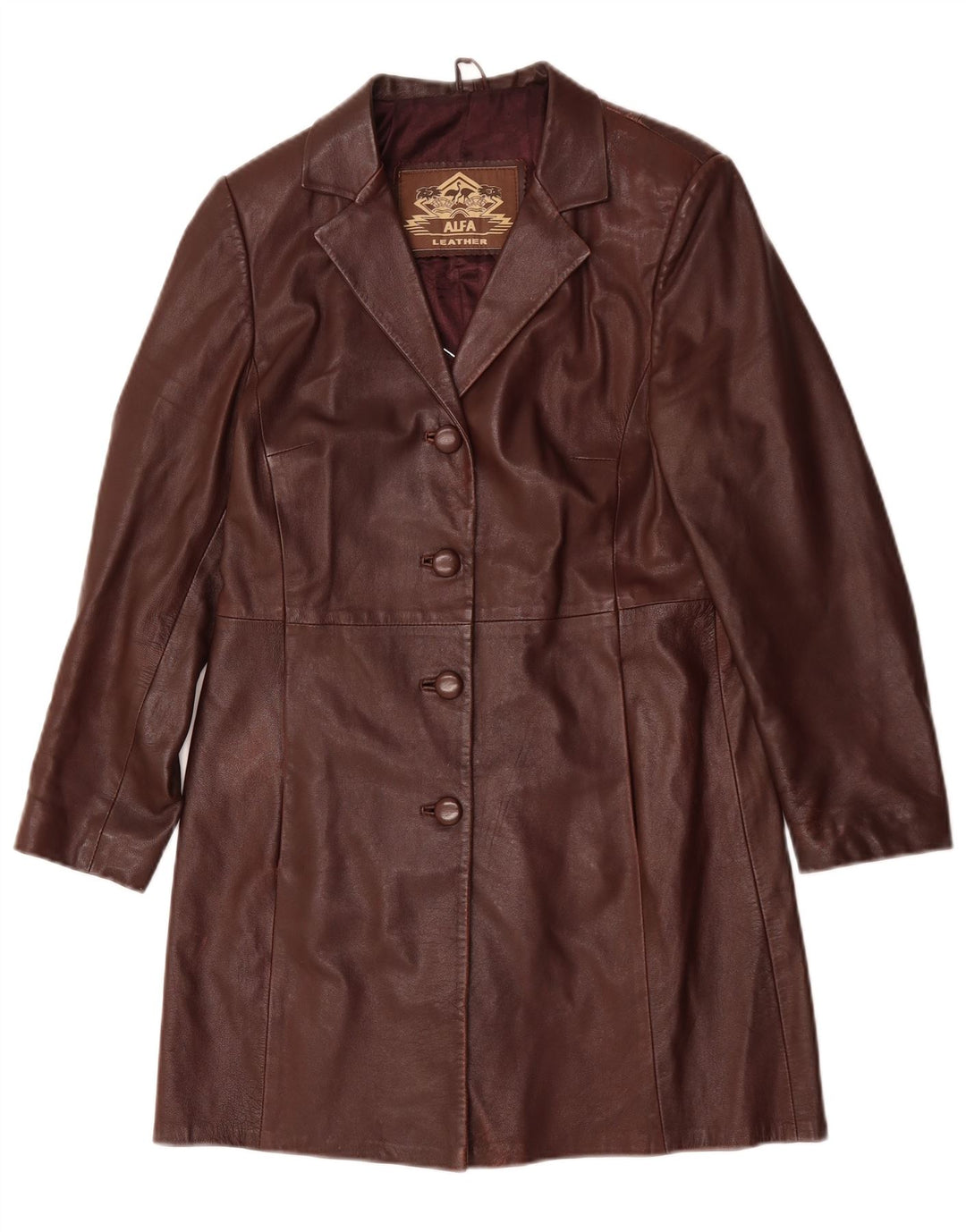 Alfa Manteau en cuir pour femme UK 10 Petit cuir bordeaux