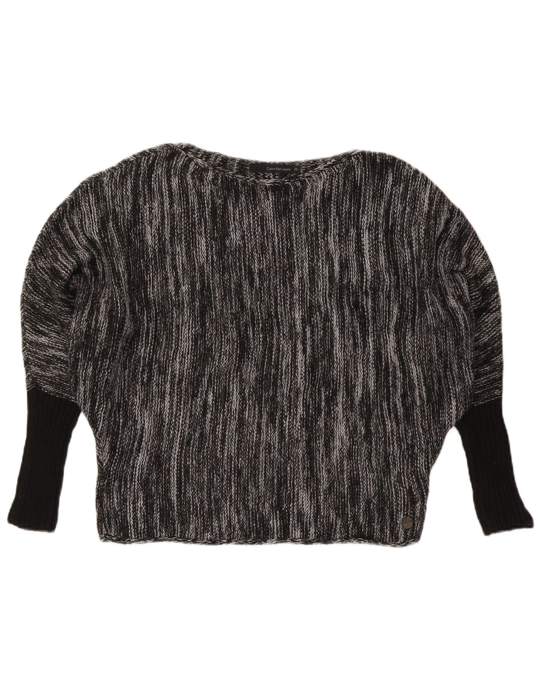 CALVIN KLEIN JEANS Pull col bateau pour femme UK 6 XS Gris moucheté