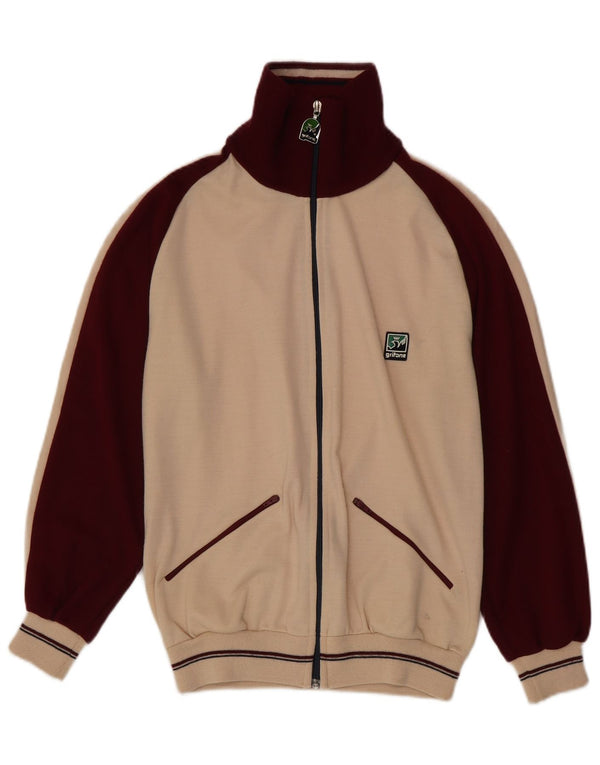 vintage Femmes Full Survêtement EU 40 Moyen Bourgogne Colourblock Rétro