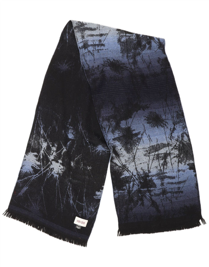 Kenzo Femme Écharpe Rectangulaire À Motif Abstrait Taille Unique Laine Bleu Marine