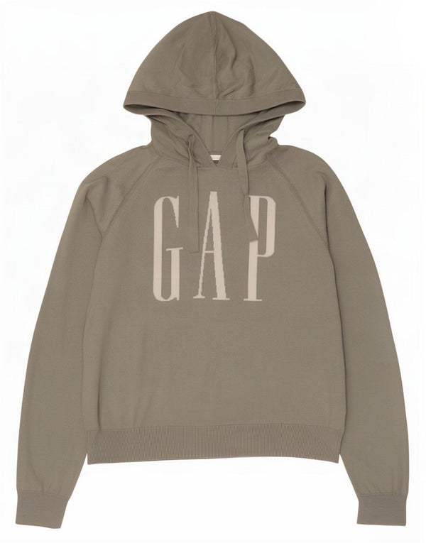 Gap Pull à capuche graphique pour femme UK 16 Large Gris Coton