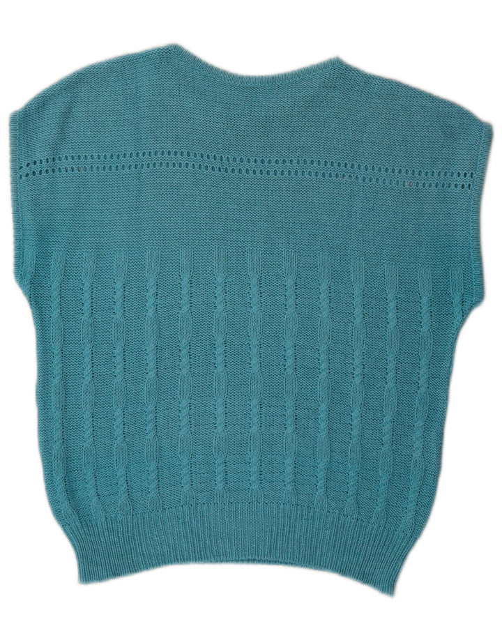 Vintage Femme Gilet Débardeur IT 48 XL Bleu