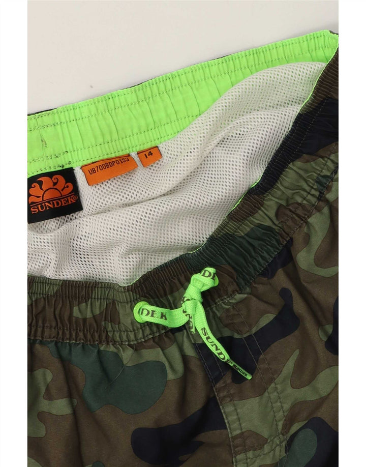 Sundek Short de Bain Garçon 13-14 Ans Kaki Camouflage Polyester