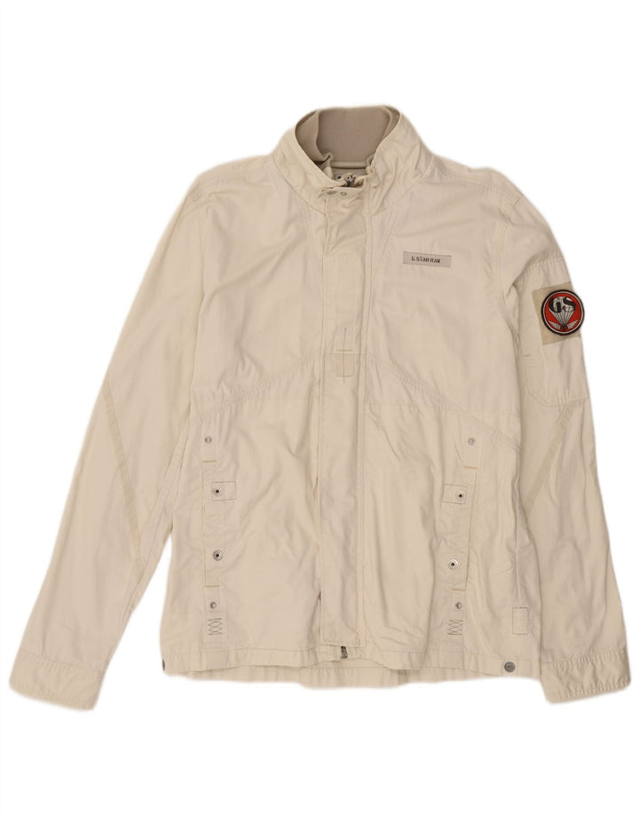 G-Star Veste Bomber Homme UK 42 XL Coton Blanc Cassé