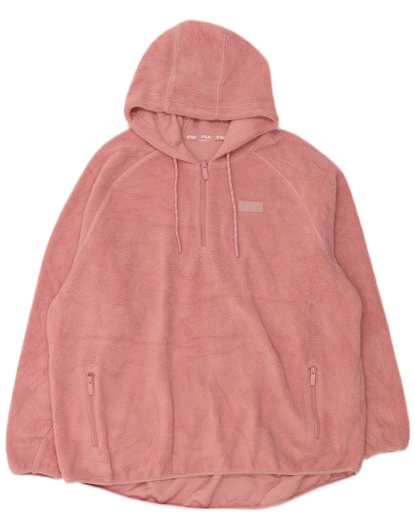 Fila Pull polaire à col zippé pour femme UK 22 3XL Rose Polyester
