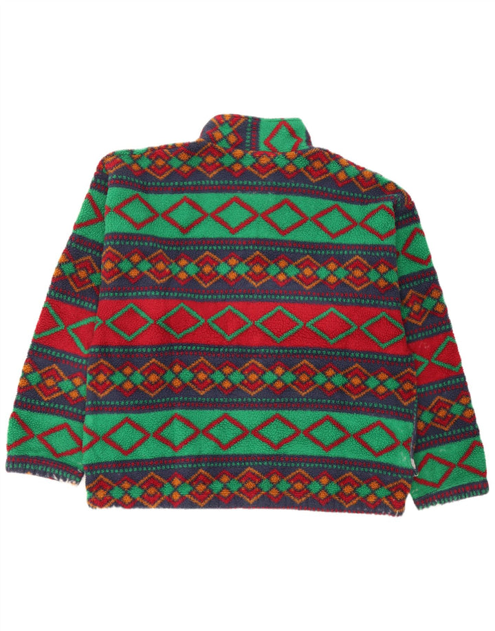 vintage Mens Fleece Jacket UK 42 XL Multicolore Géométrique
