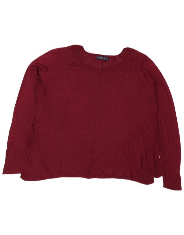Zara Pull col bateau pour femme UK 18 XL Viscose bordeaux