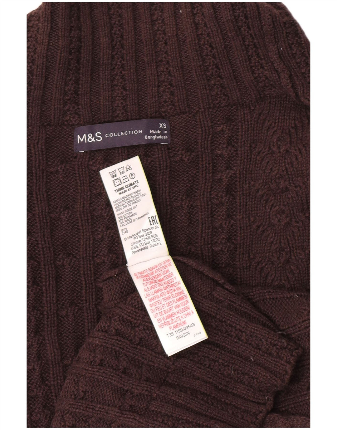 Marks & Spencer Pull surdimensionné à col roulé pour femme UK 6 XS Marron