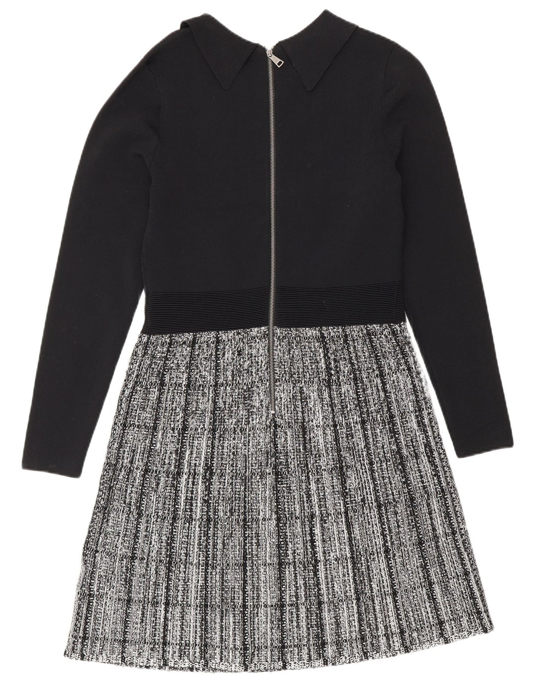 Ted Baker Robe basique à manches longues pour femme Taille 2 Petit carreaux noirs Viscose