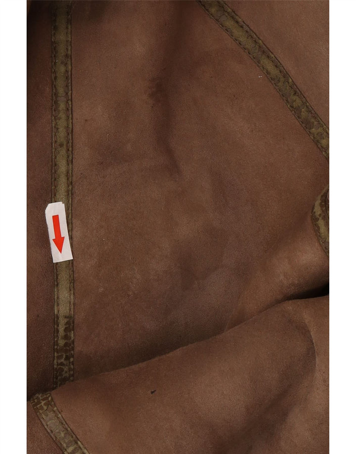 vintage Femme Manteau en peau de mouton surdimensionné IT 44 Shearling brun moyen