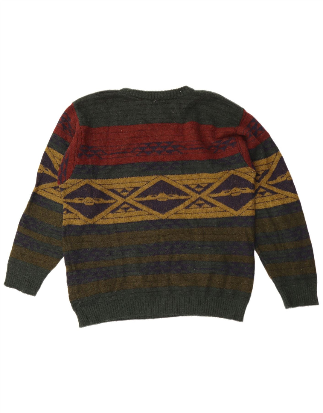 Alba Moda Pull à col rond pour homme Large Kaki Géométrique