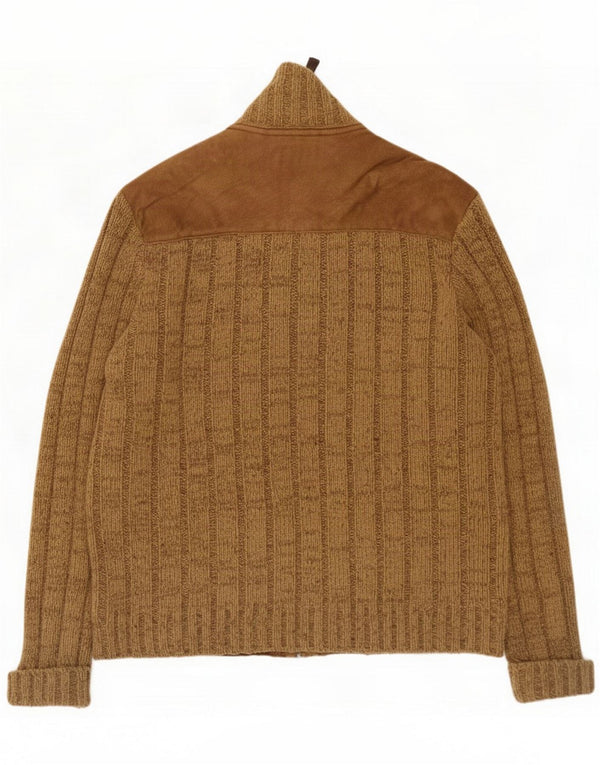 Sevres Pull cardigan entièrement zippé pour homme UK 42 XL Laine beige