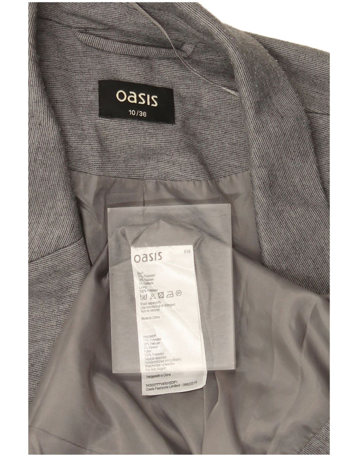 Oasis Veste Blazer Ouverte Femme UK 10 Petit Gris Polyester