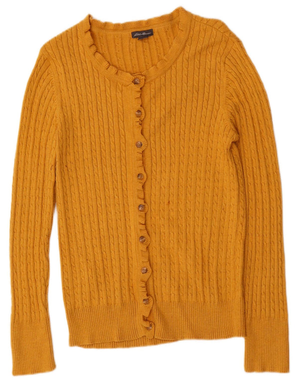Eddie Bauer Pull cardigan pour femme UK 10 Petit coton jaune