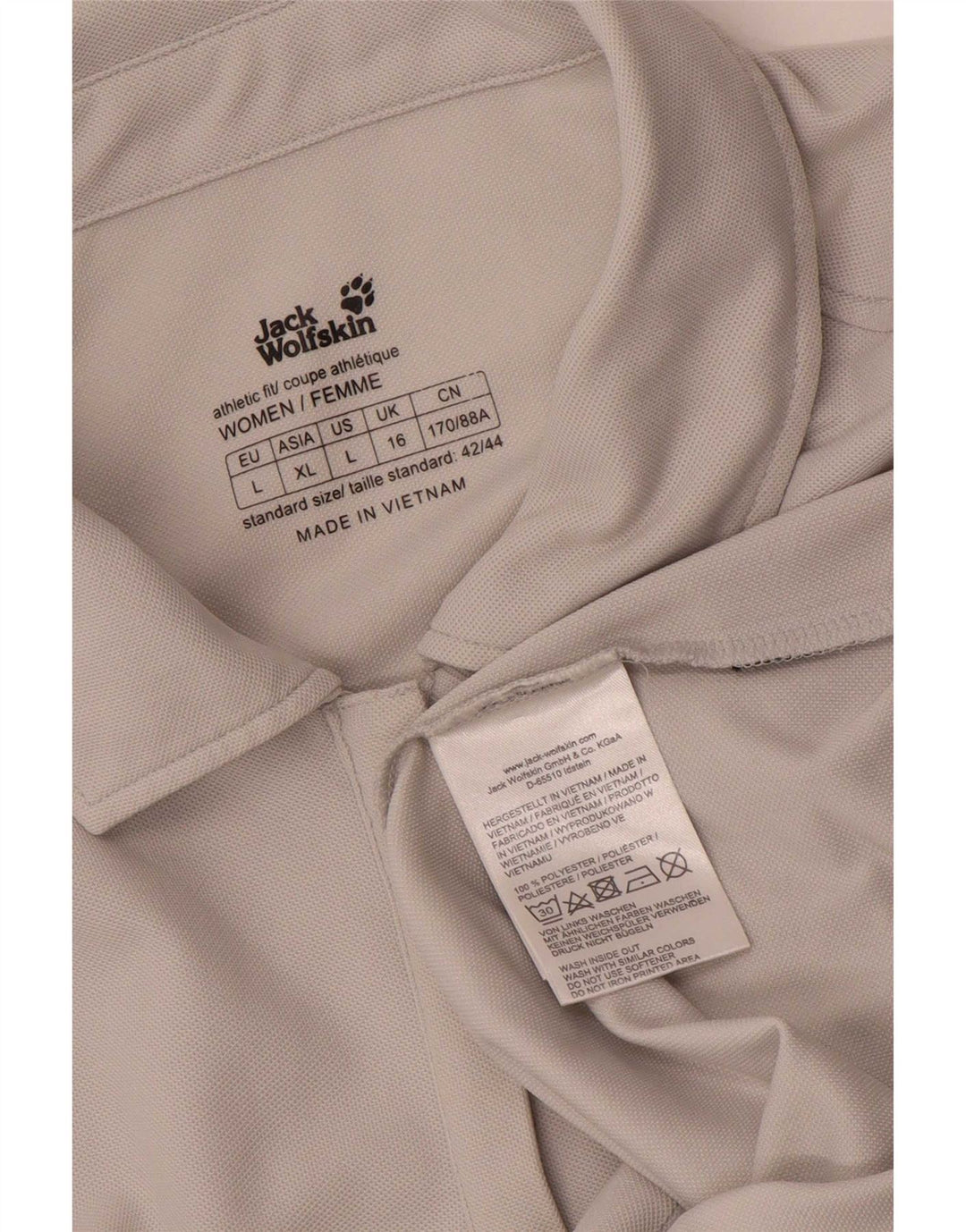 Jack Wolfskin Polo Femme UK 16 Large Gris Polyester