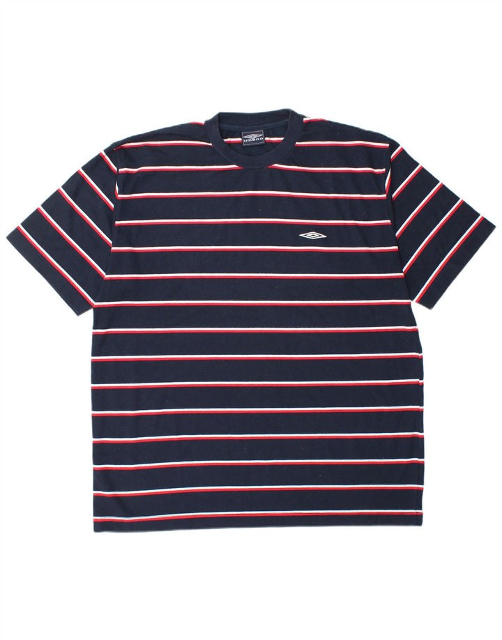 Umbro T-Shirt Homme Top XL Bleu Marine Rayé Polyester